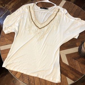 Ark & Co Fringe Beaded T-shirt